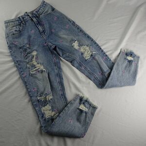 Tinseltown Juniors Embroidery Butterflies Distressed Jeans Size 7